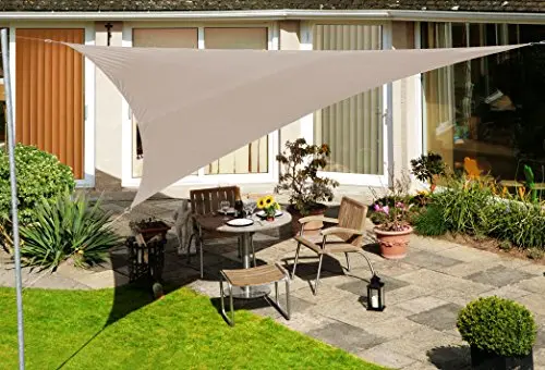 Polyester Triangle Sunshade Sheet Khaki Color 5M x 5M 180GSM