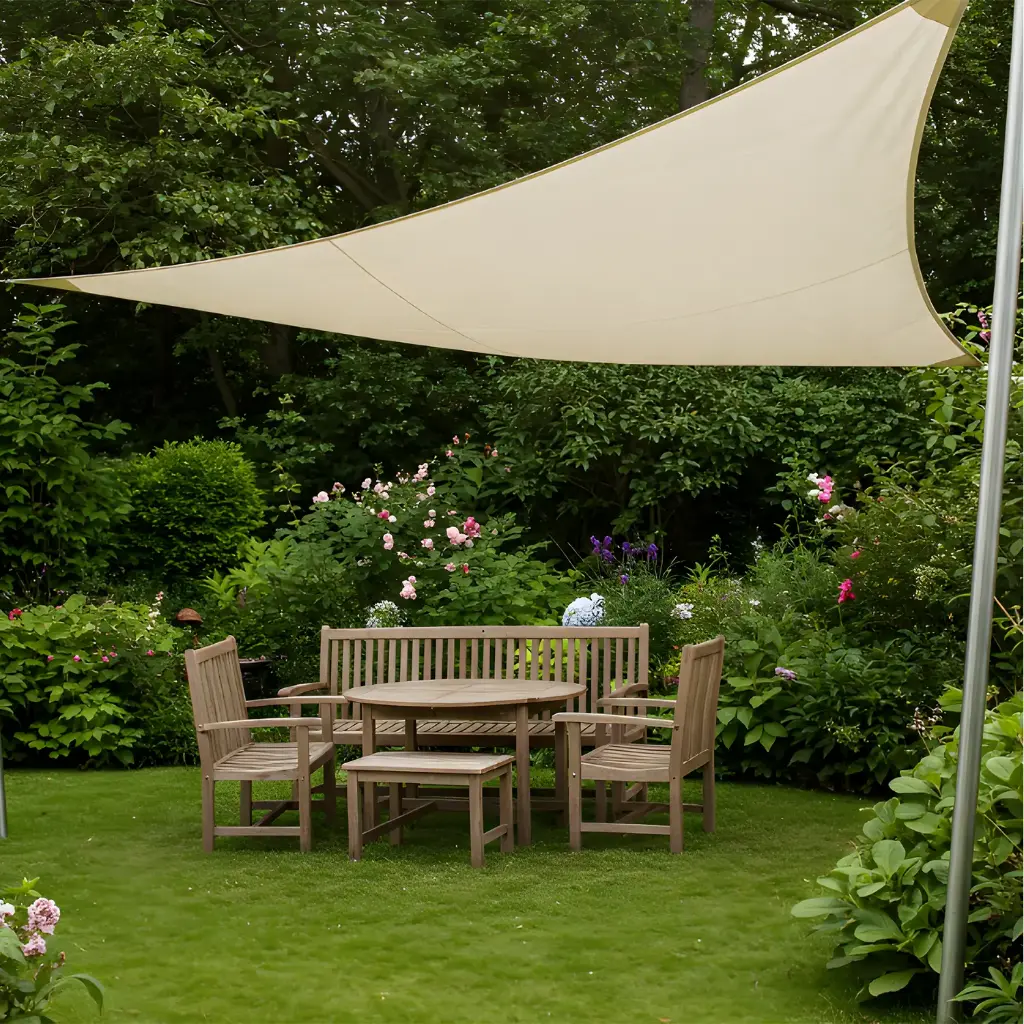 Polyester Triangle Sunshade Sheet Khaki Color 3M x 3M 180GSM