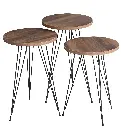 Coffee Table Brown With Metal Legs Set of 3